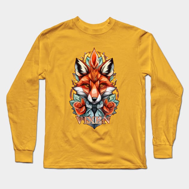 Vixen Fox Art Design Long Sleeve T-Shirt by Vixen Games